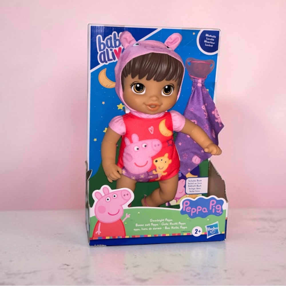 Baby Alive Goodnight Peppa Pig Doll w/ Blanket & Book Hasbro 2+ NIB